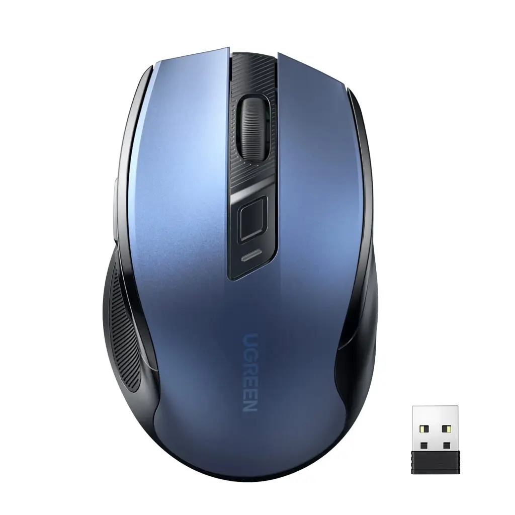 UGREEN Wireless Ergonomic Mouse 4000 DPI 6 Buttons, 2.4G USB Cordless Silent Mice with Nano Receiver Blue 15064