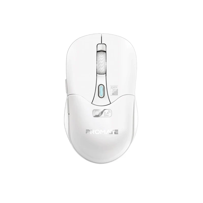 Promate Dual Mode Rechargeable Wireless Mouse with BT RF Connectivity Samo White Mouse &