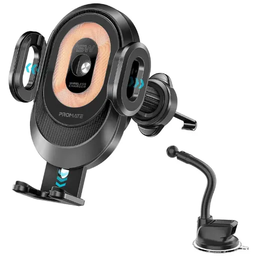 Promate PowerMount-2 15W Transparent Auto Clamping Car Wireless Charging Mount