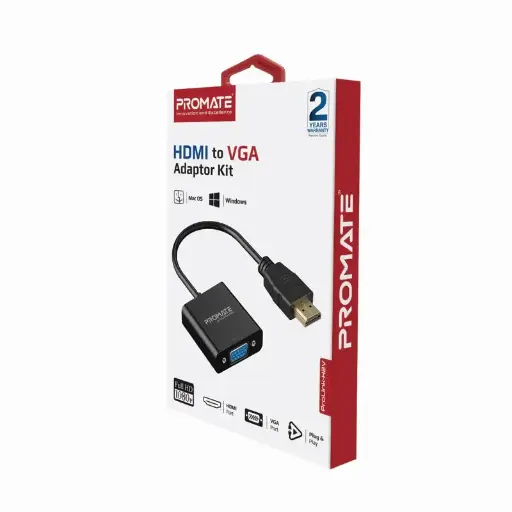 Promate ProLink-H2V HDMI to VGA Adaptor Black Kit