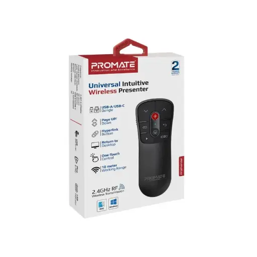 Promate Universal Intuitive Wireless Presenter ProPointer Black