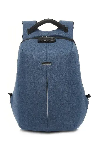”Promate Defender-16 Anti-Theft Backpack for 16 Laptop with Integrated USB Charging Port Blue Bag