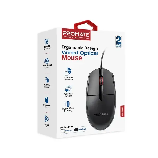 Promate CM-1200 1200DPI 3 Button Wired Optical Mouse