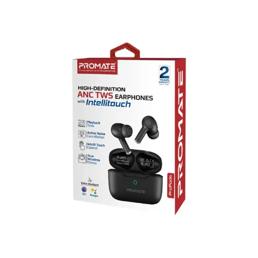 Promate ProPods High-Definition ANC TWS with intellitouch White Earphones